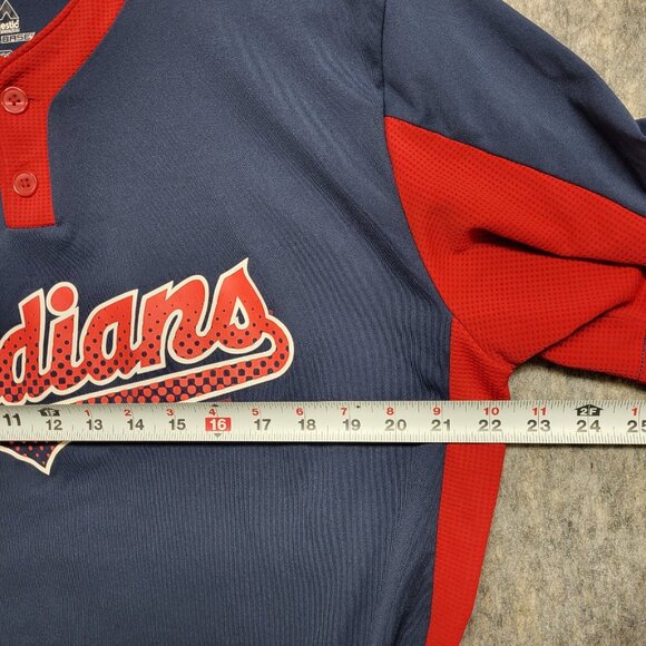 Cleveland Indians #13 Martin Majestic Mens Large Cool Base Henley Jersey - Picture 10 of 11